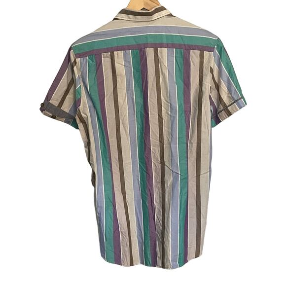 Ted Baker Shirt Colorblock Stripe Button Up Short Sleeve Men’s Sz 3 EUC - Picture 3 of 10